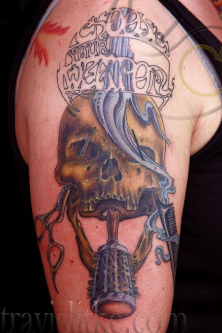 Travis Litke - Choose Your Weapon Hairdresser Half Sleeve In Progress